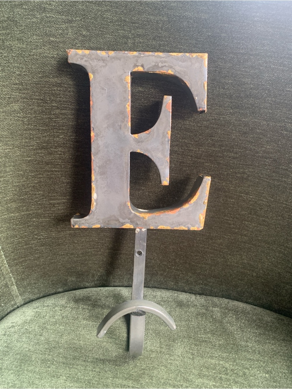 Distressed Metal “E” wall hook